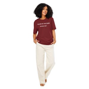 unisex organic ribbed neck t shirt burgundy front 68acd9e62cfcb