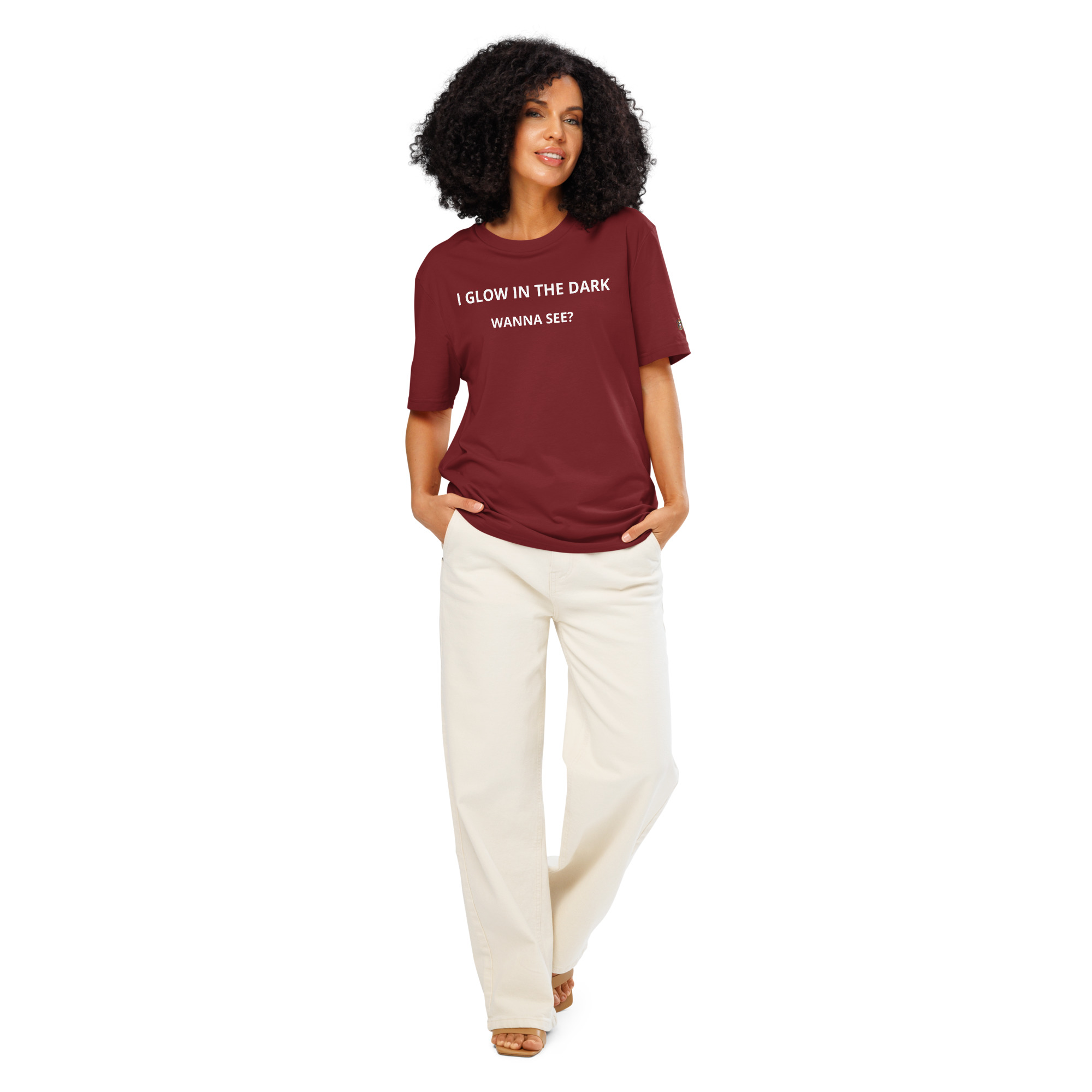 unisex organic ribbed neck t shirt burgundy front 68acd9e62cfcb